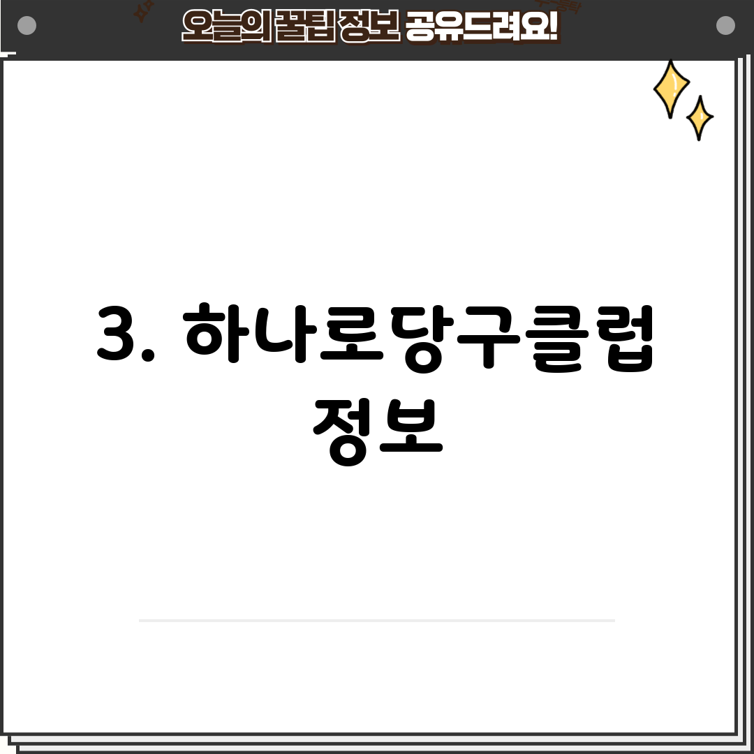 3. 하나로당구클럽 정보