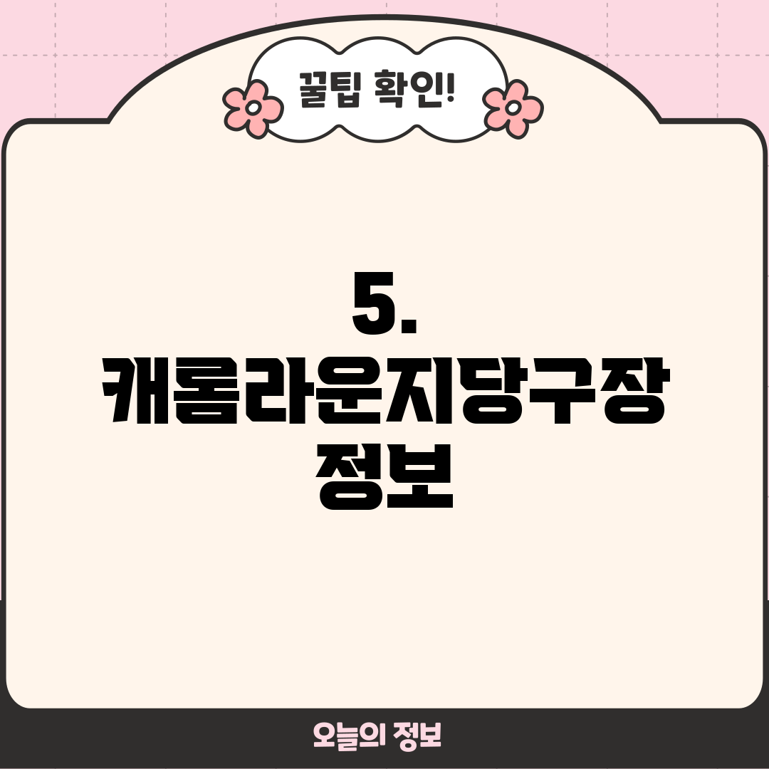5. 캐롬라운지당구장 정보