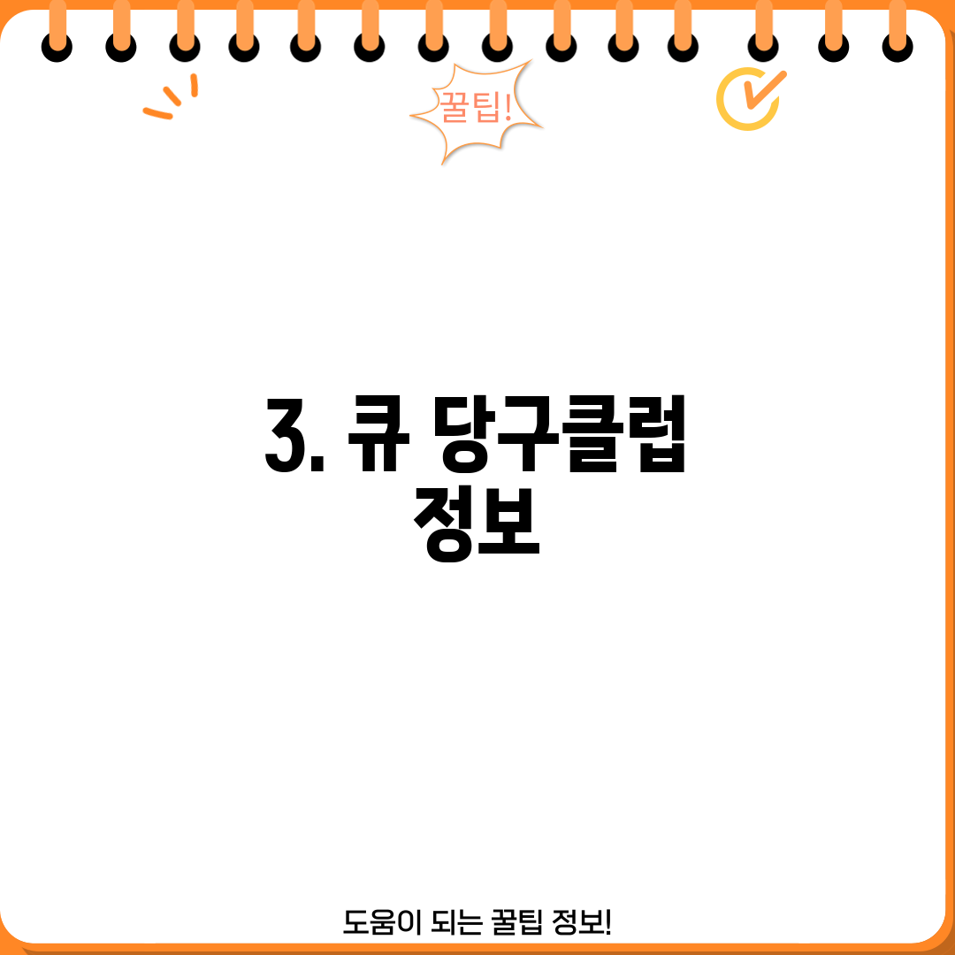 3. 큐 당구클럽 정보
