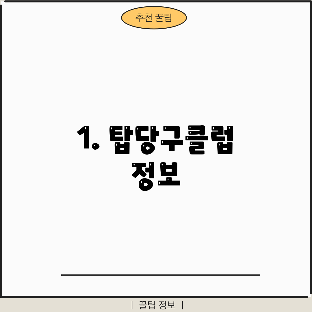 1. 탑당구클럽 정보