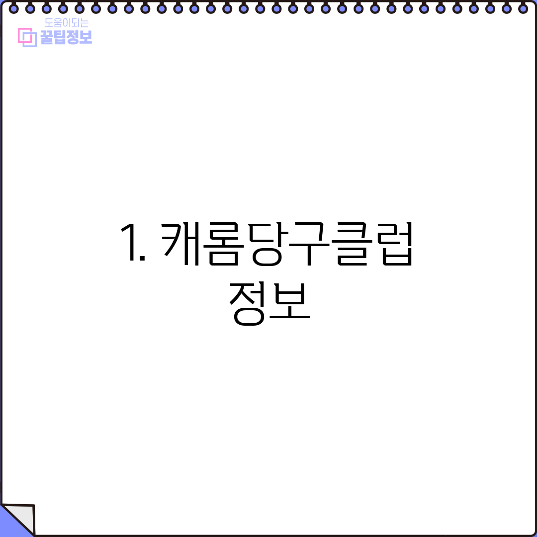 1. 캐롬당구클럽 정보