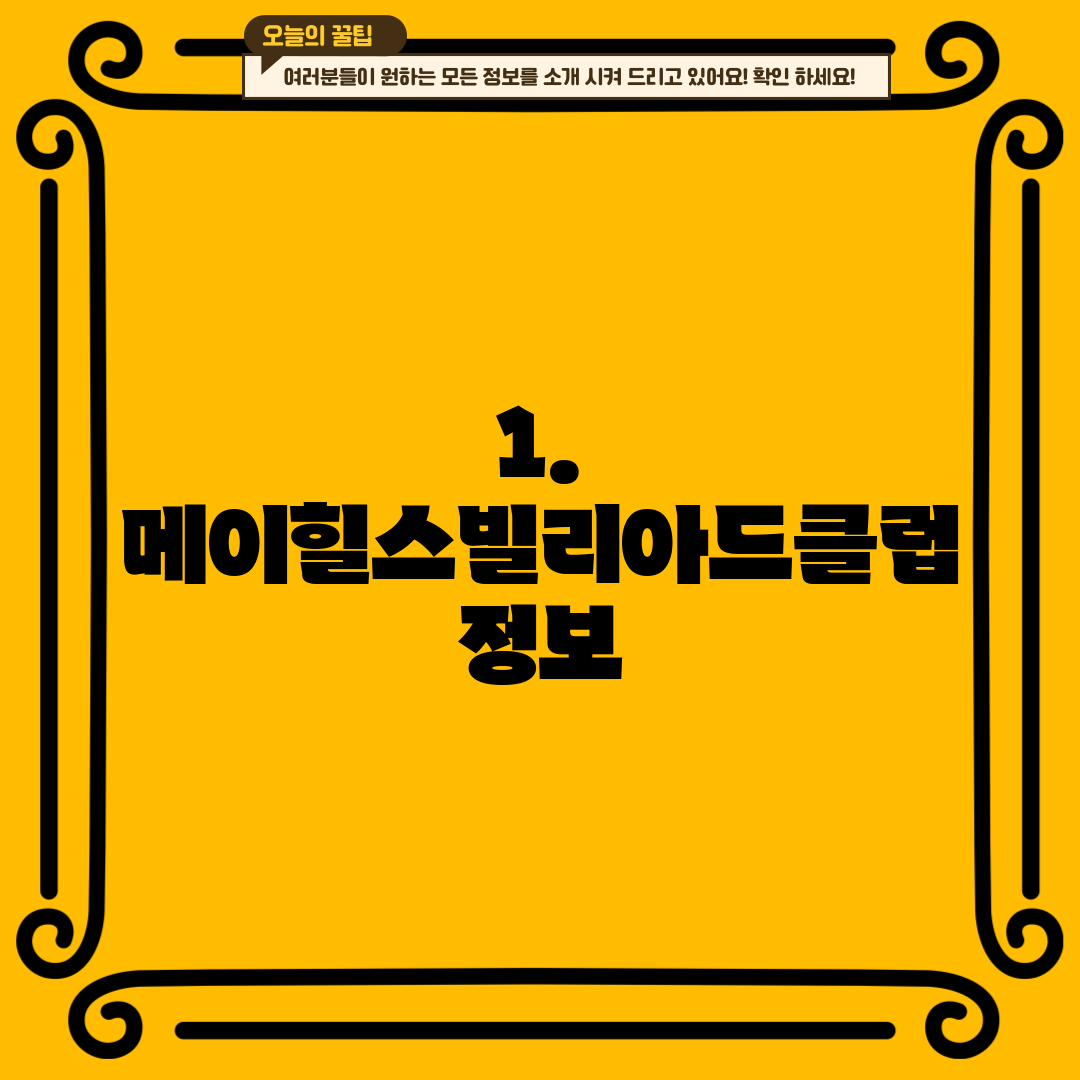 1. 메이힐스빌리아드클럽 정보