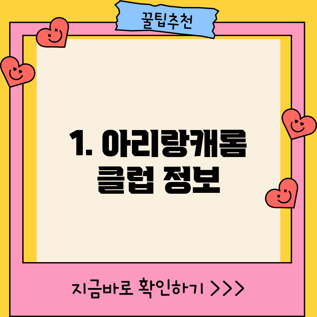 1. 아리랑캐롬 클럽 정보