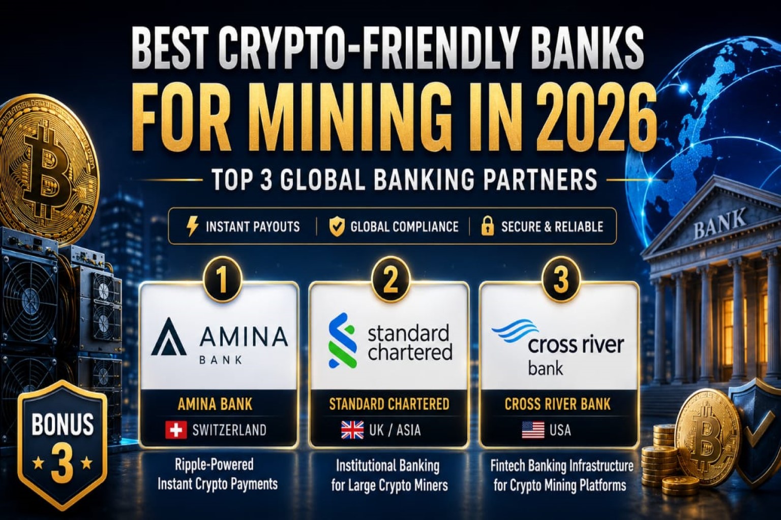 Best Crypto-Friendly Banks for Mining in 2026: Top 3 Global Banking Partners