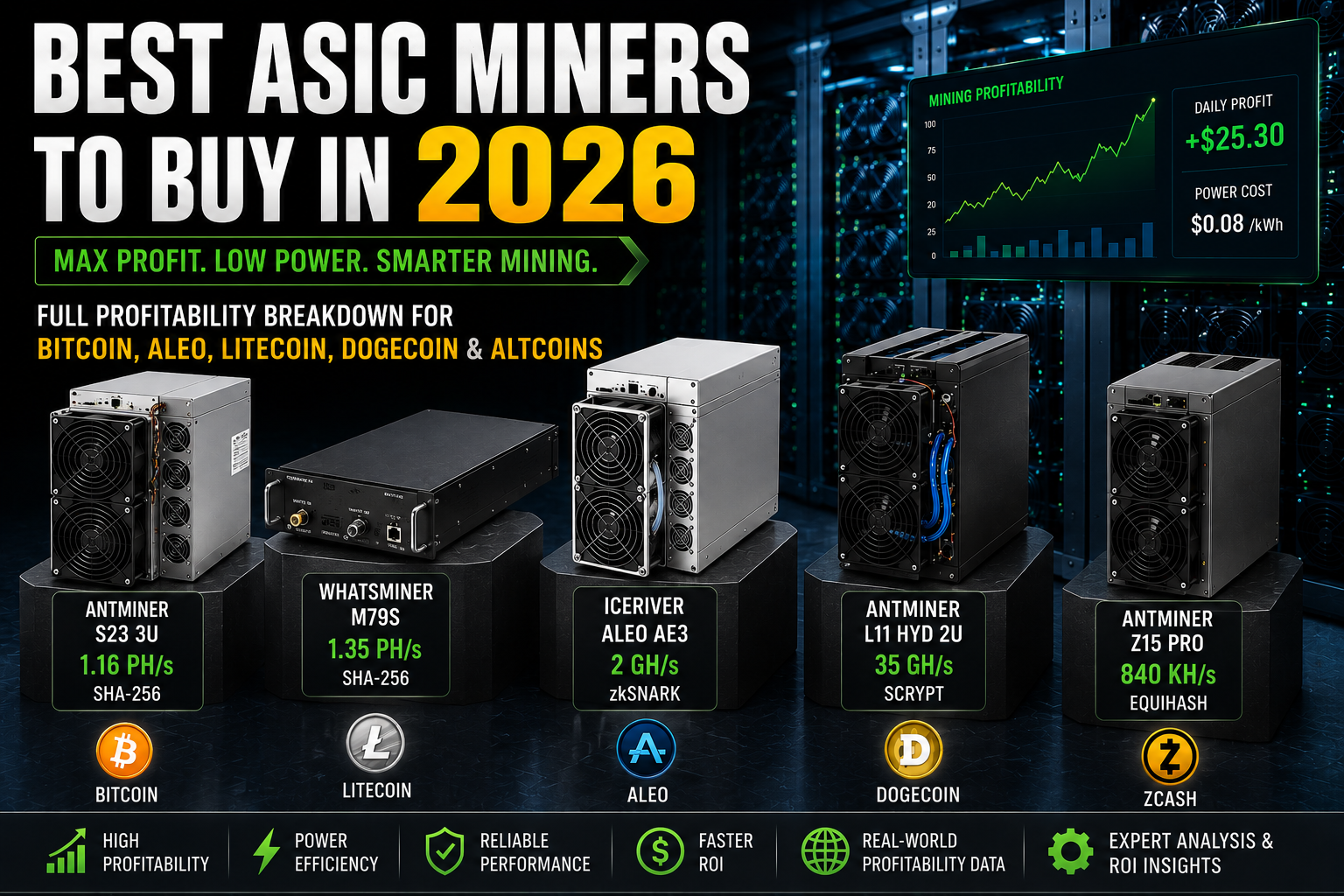 Best ASIC Miners to Buy in 2026: Full Profitability Breakdown for Bitcoin, Aleo, Litecoin, Dogecoin and Altcoin Mining Hardware