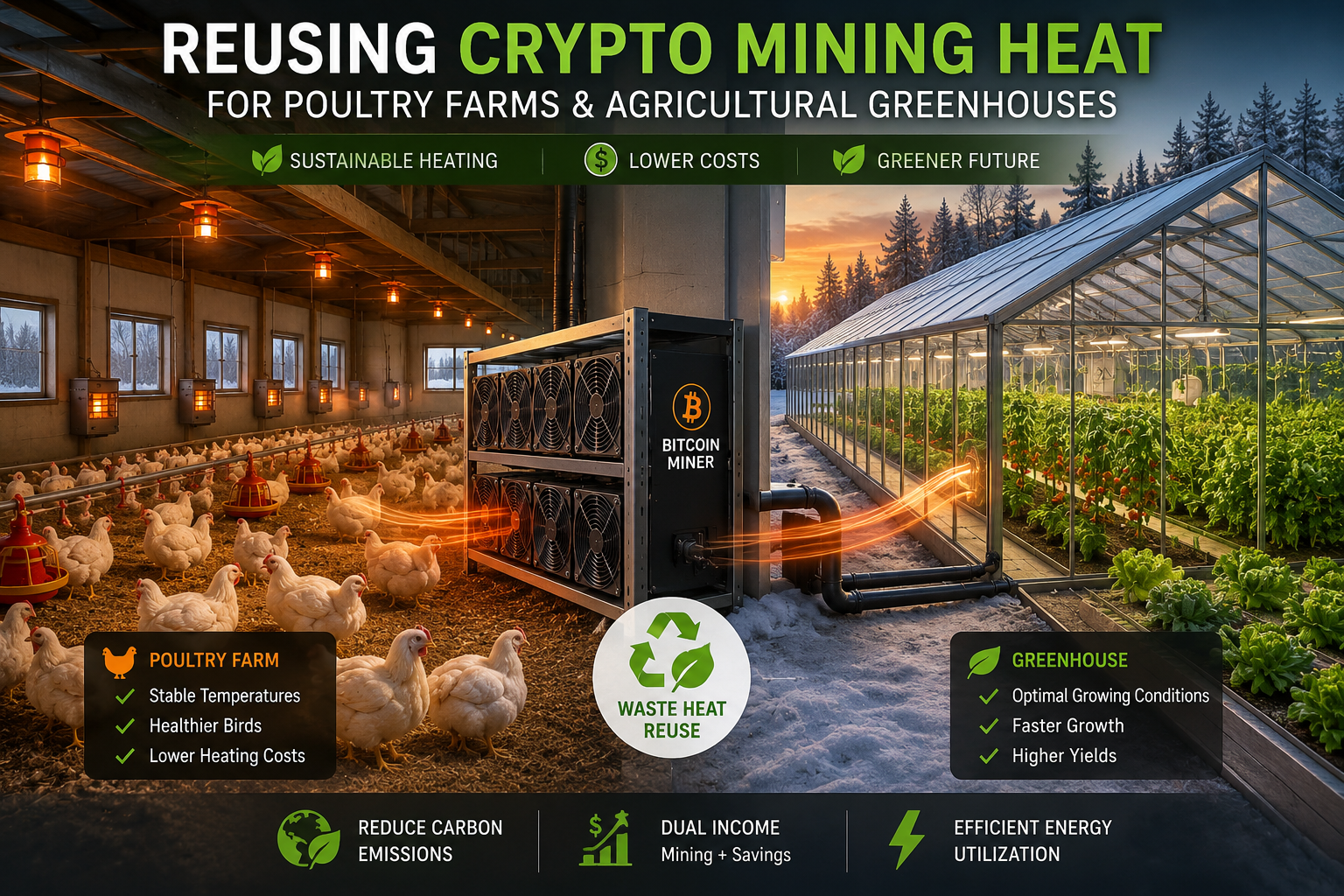 How to Reuse Crypto Mining Heat to Provide Sustainable Heating for Poultry Farms and Agricultural Greenhouses