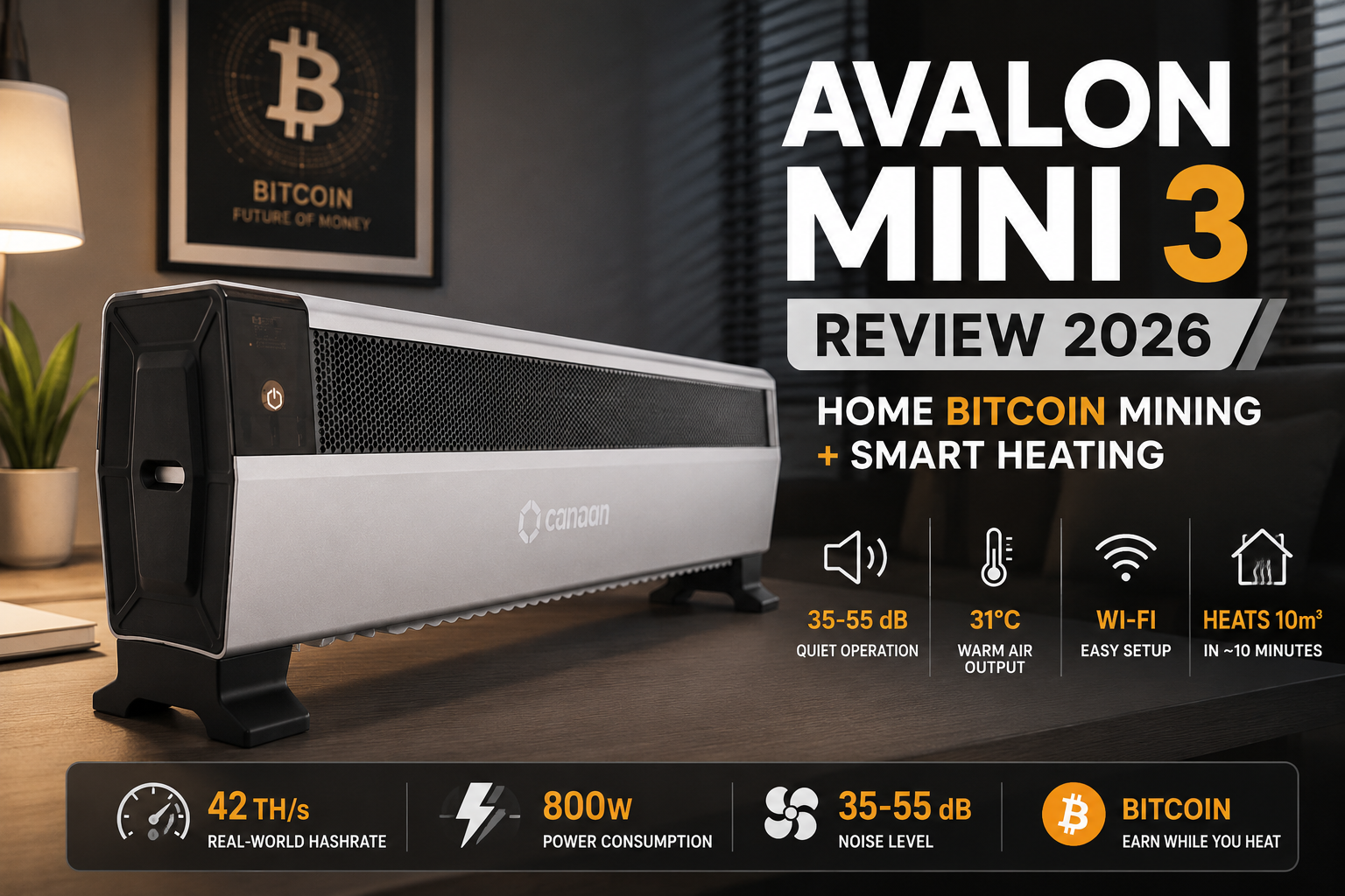 Canaan Avalon Mini 3 Review: Home Bitcoin Mining, Real Hashrate & Heating ROI Analysis