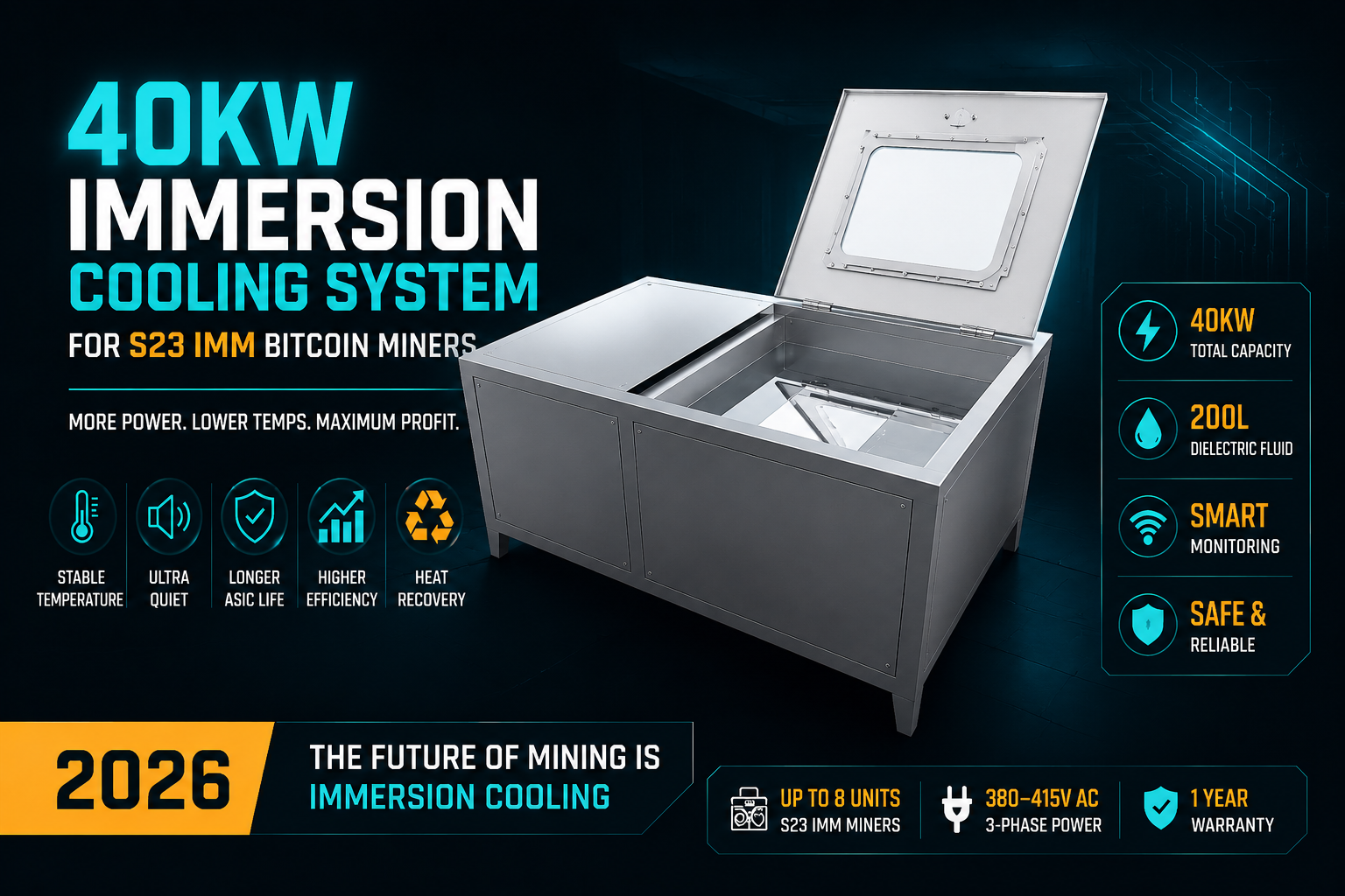 40KW Immersion Cooling System Guide for S23 IMM Miners: Operation, Design, and Protection
