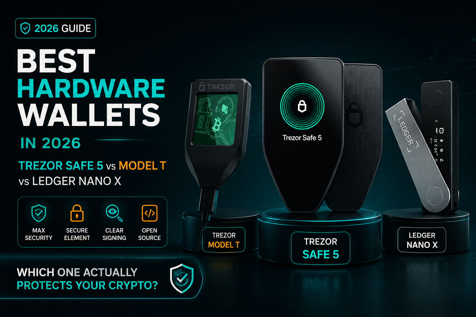 Best Hardware Wallets of 2026: Trezor Safe 5 vs Model T vs Ledger Nano X - Which Wallet Truly Protects Your Crypto?