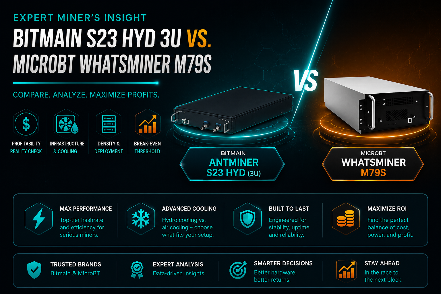 Expert Miner’s Insight: A Comprehensive Comparison of Bitmain S23 Hyd 3U and MicroBT WhatsMiner M79S