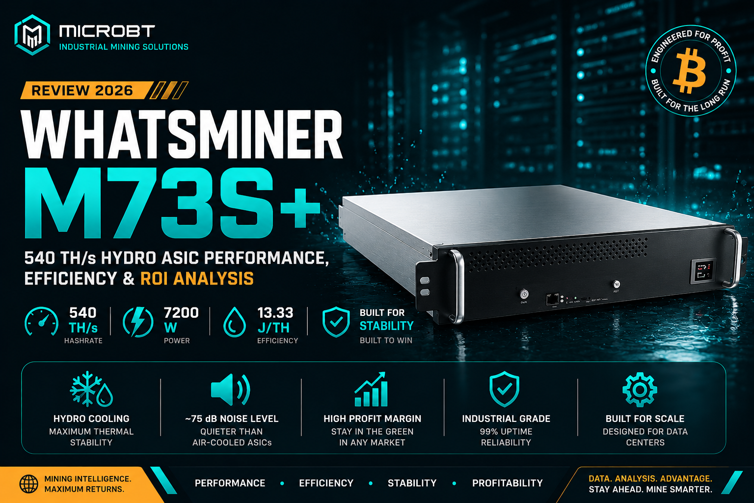 MicroBT WhatsMiner M73S+ Review 2026: 540 TH/s Hydro ASIC Performance, Efficiency & ROI Analysis