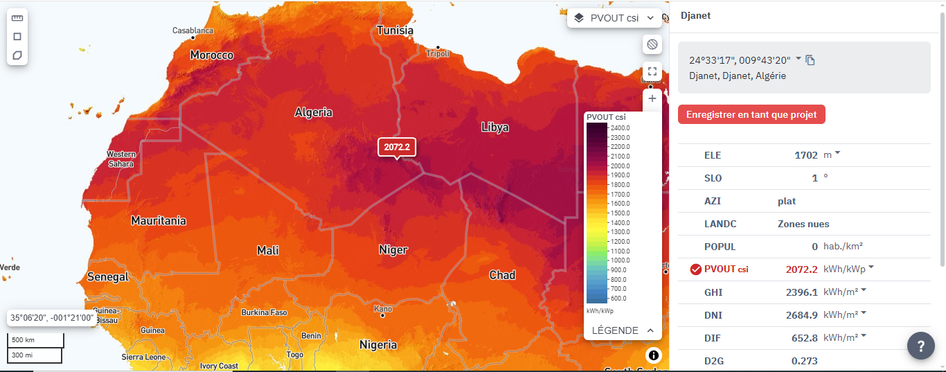 Djanet, Algeria (Highest Solar Irradiance Zone).PNG