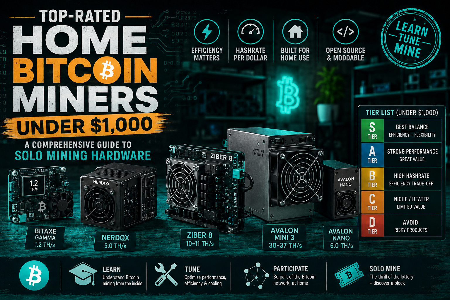 Best Home Bitcoin Miners Under $1,000 (2026): Top Solo Mining Hardware Compared