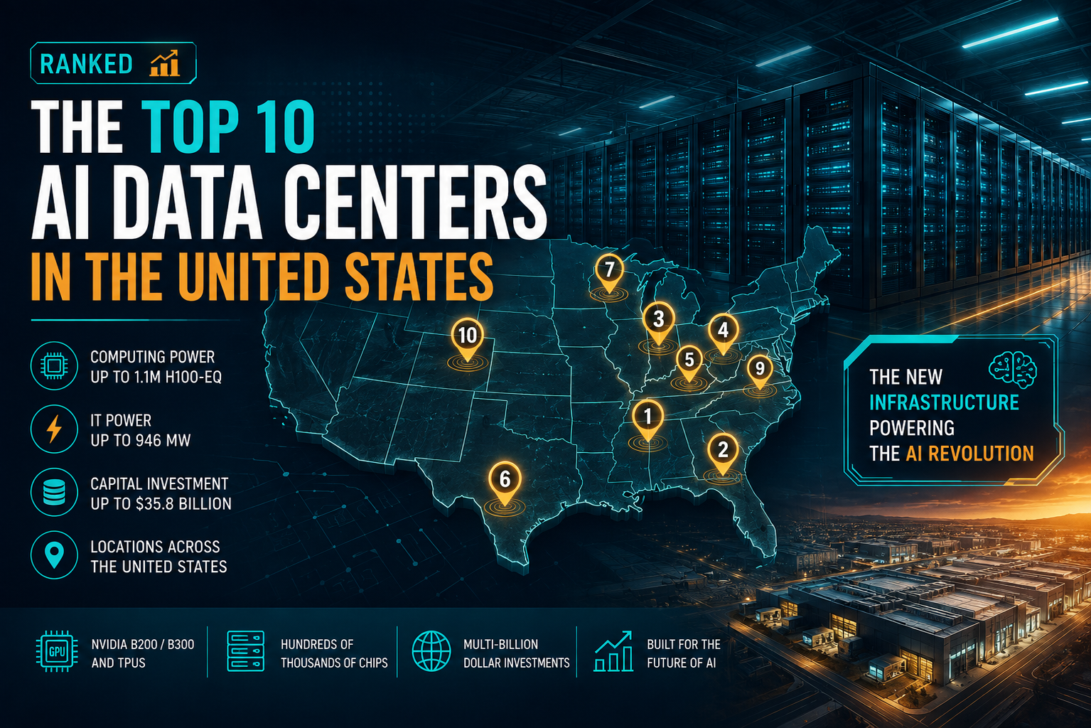 Top 10 AI Data Centers in the United States: Power, Chips, and Computing Scale