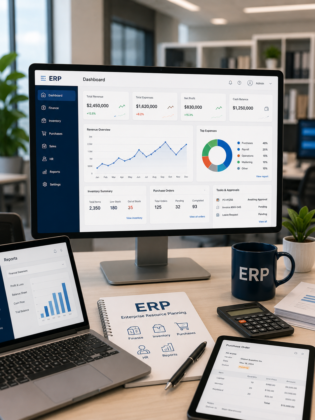ERP and business analytics dashboard