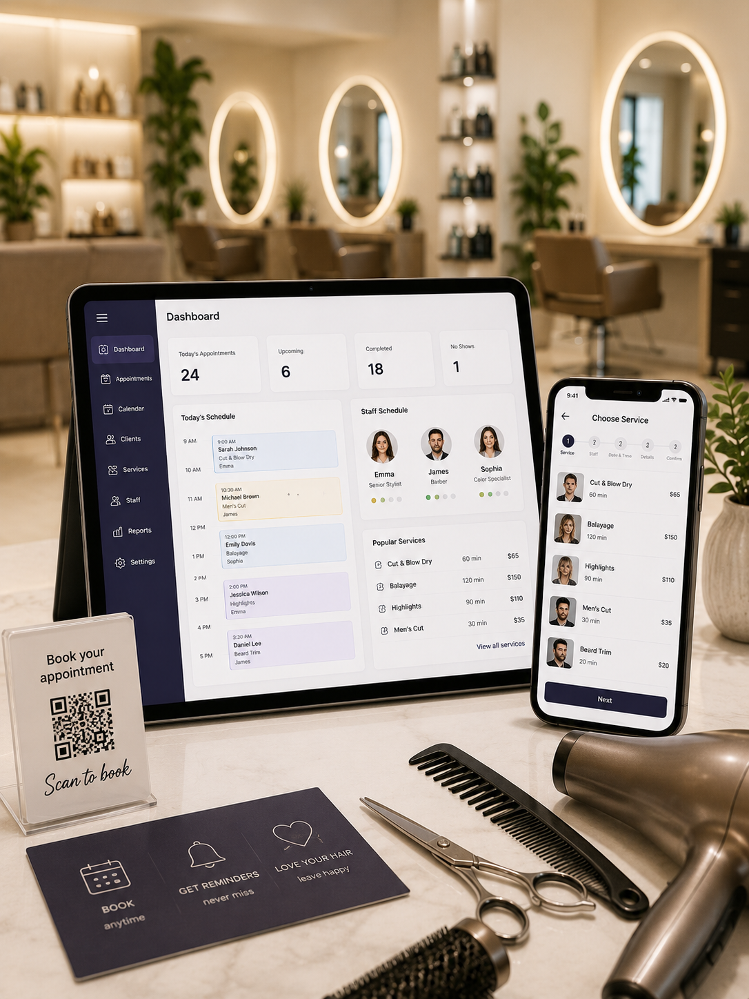 Hair salon appointment booking