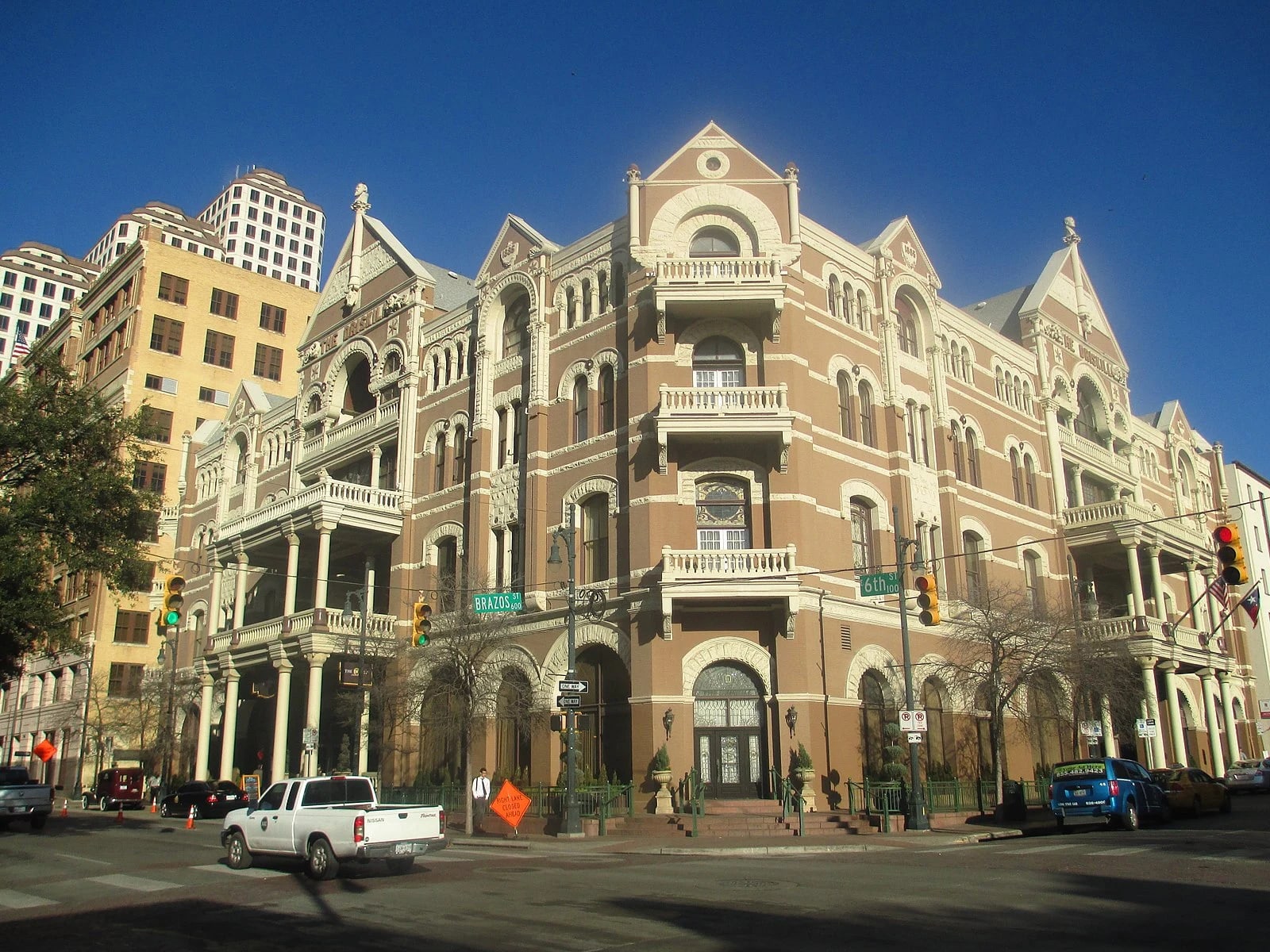 Front entrance of the Driskill Hotel