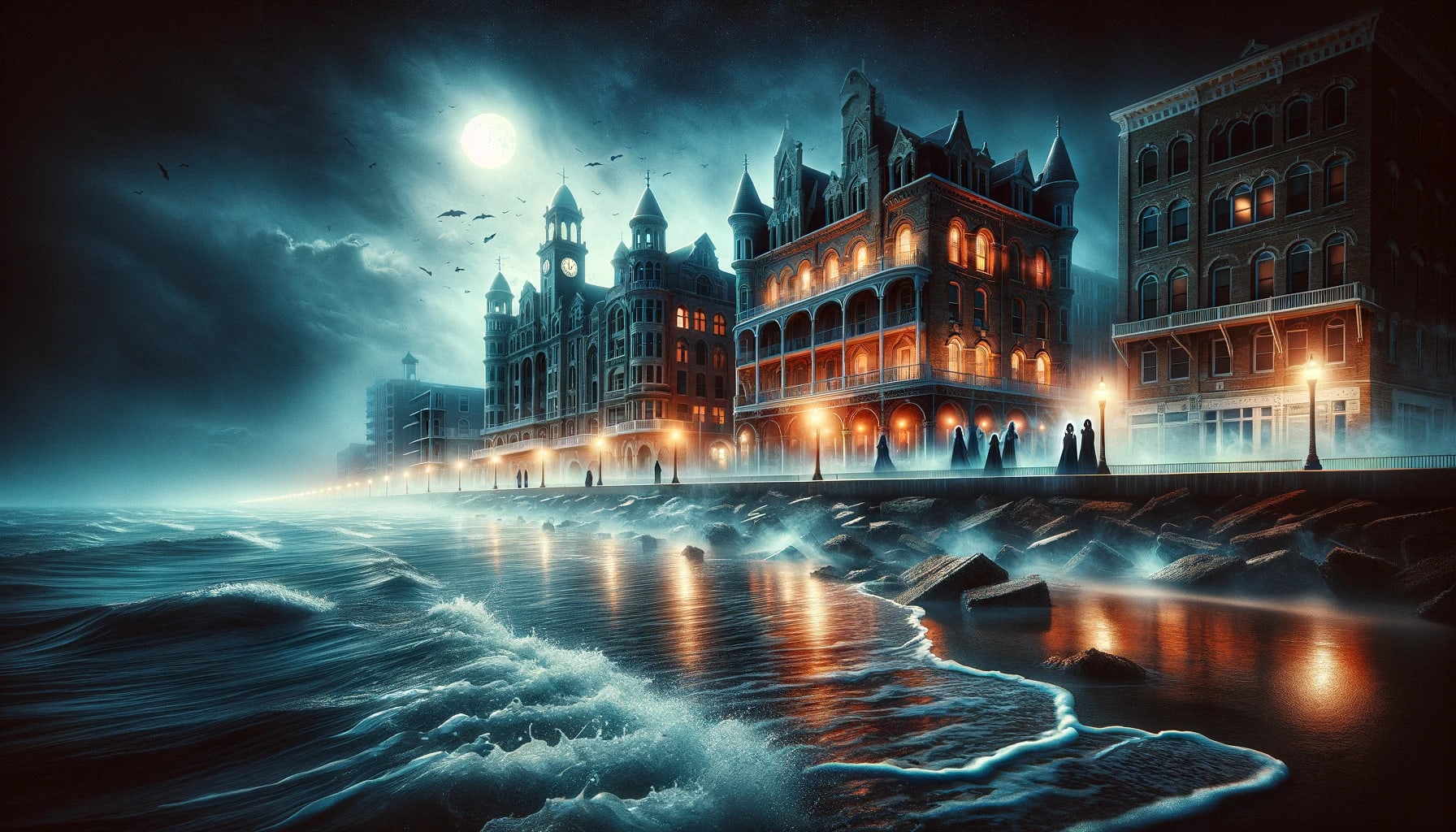 Galveston cityscape at twilight - backdrop for Ghost City Tours