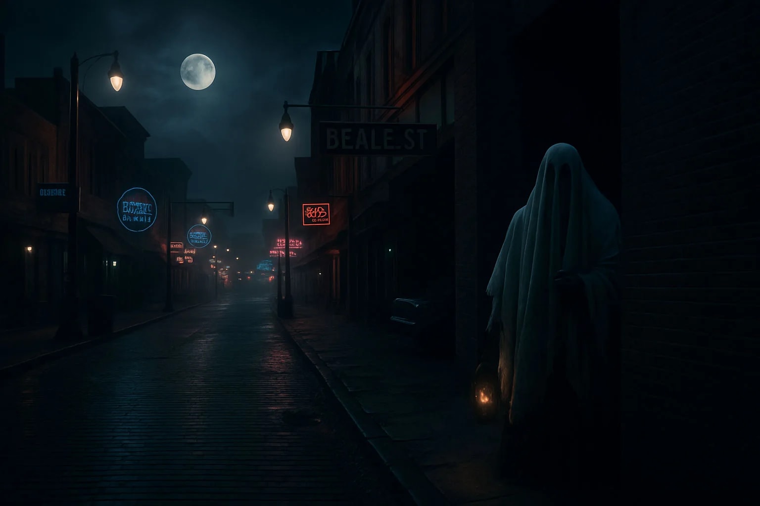 Memphis cityscape at twilight featuring Beale Street - backdrop for Ghost City Tours