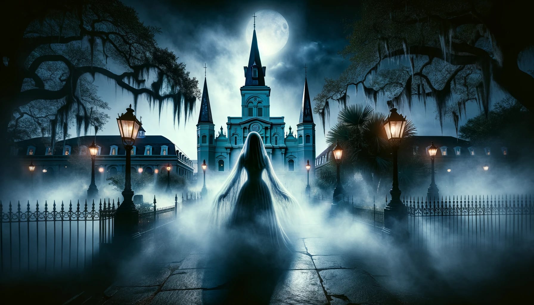 The Ghosts of New Orleans Tour - ghost tour group exploring haunted New Orleans locations at night