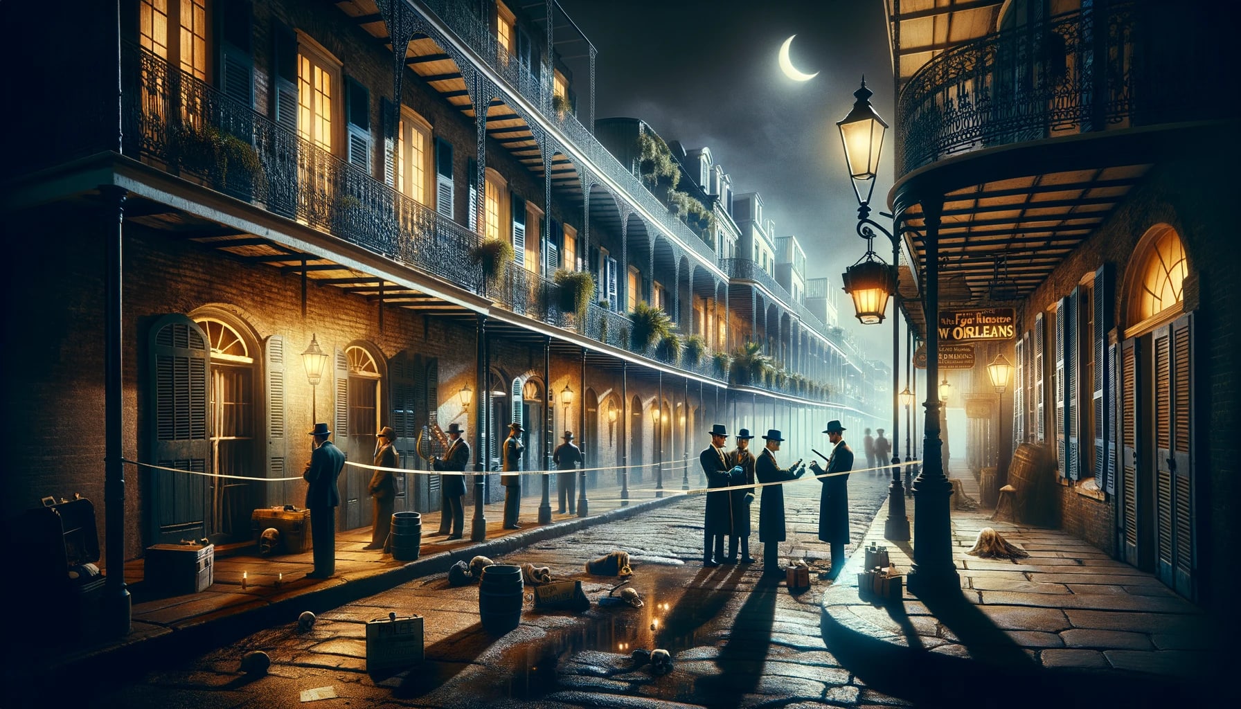 The Killers and Thrillers Tour - ghost tour group exploring haunted New Orleans locations at night