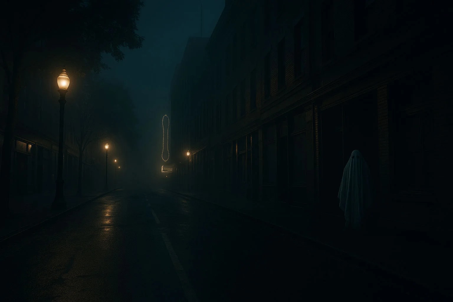 The Ghostly Shadows of Portland Tour - ghost tour group exploring haunted Portland locations at night