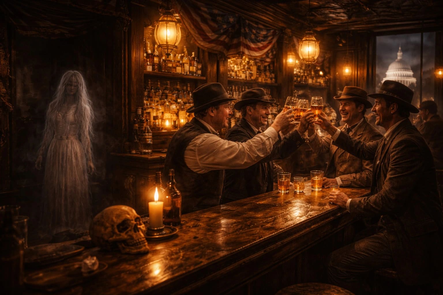 Washington DC Haunted Pub Crawl - guests enjoying haunted pub crawl in historic Washington DC bars