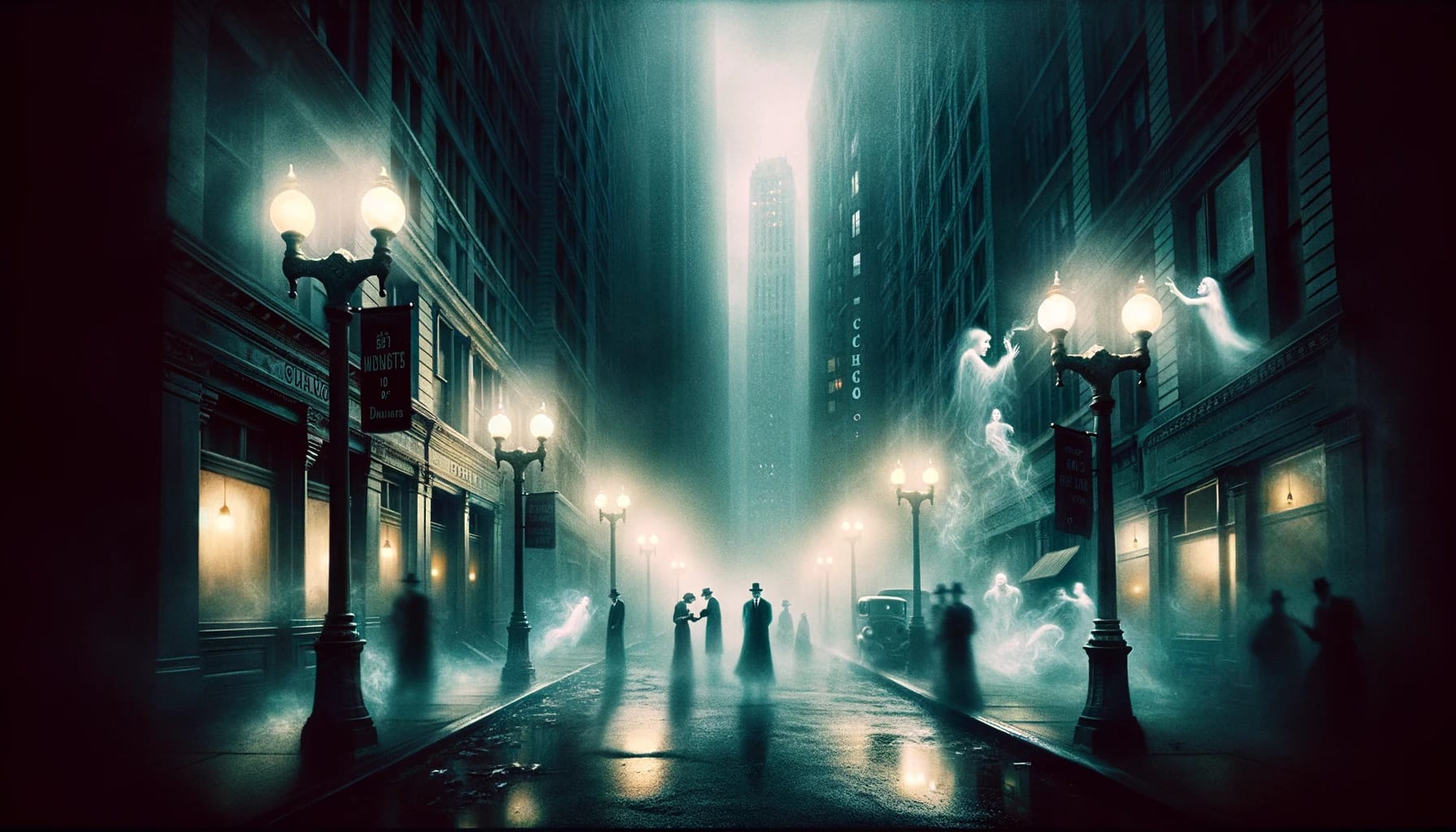 The Wind and Souls Ghost Tour - ghost tour group exploring haunted Chicago locations at night