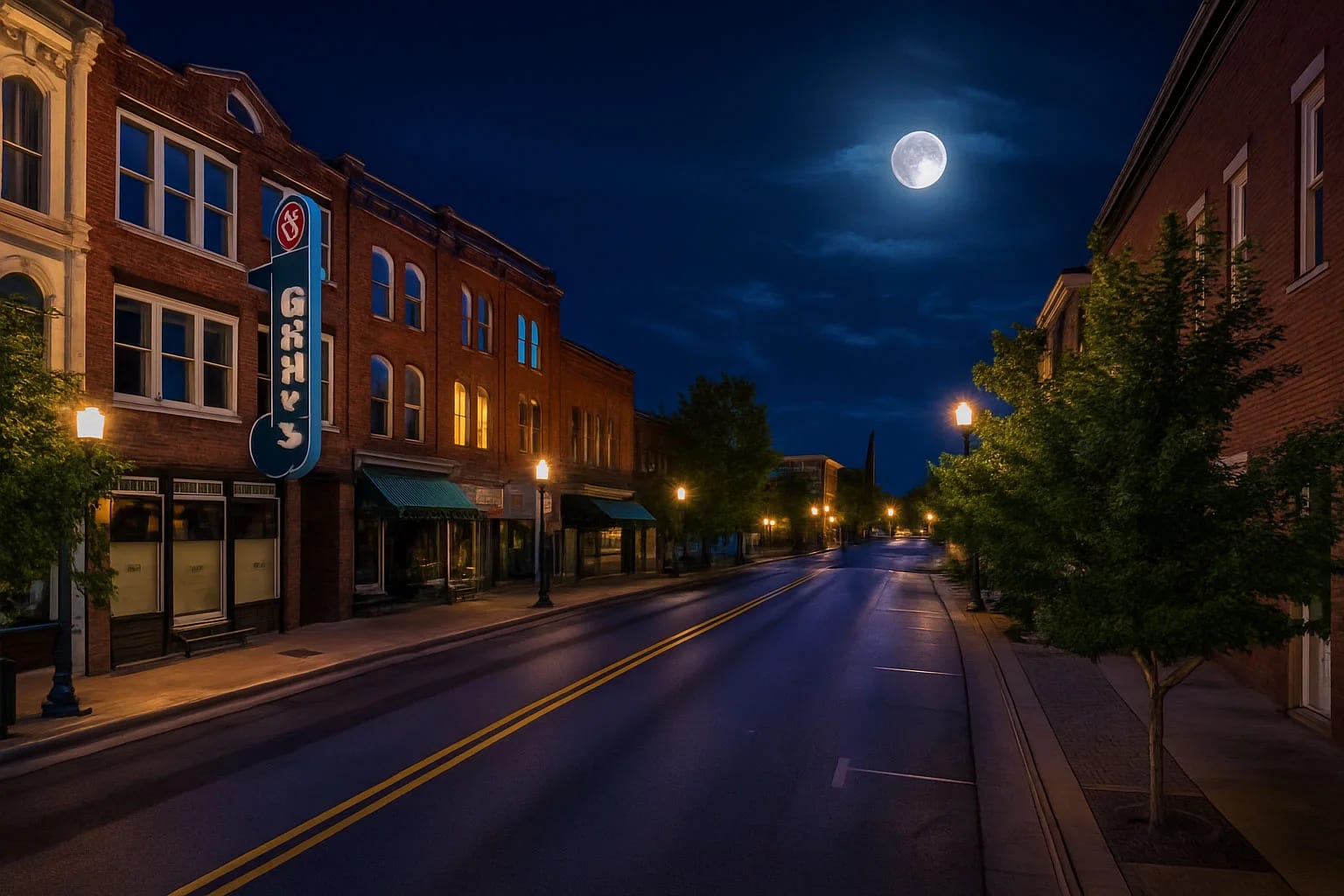 Franklin cityscape at twilight - backdrop for Ghost City Tours