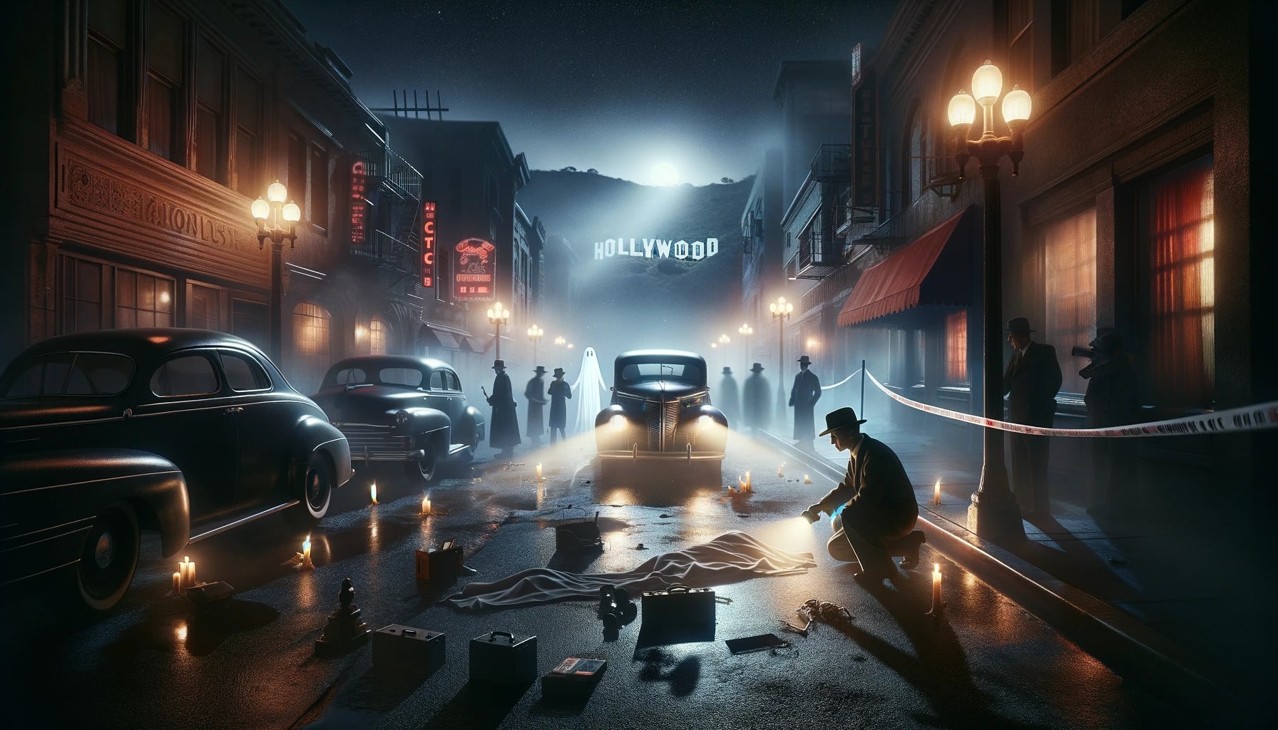 The Fame Kills Ghost Tour - ghost tour group exploring haunted Hollywood locations at night