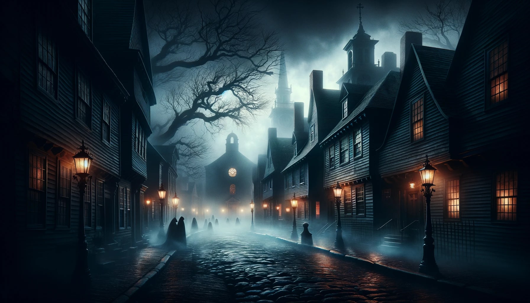 The Ghosts of Salem Tour - ghost tour group exploring haunted Salem locations at night