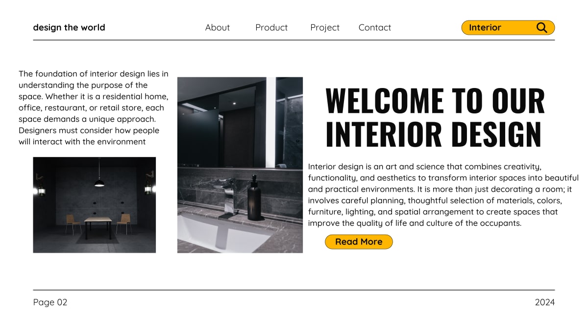 Hero image of the modern interior landing page