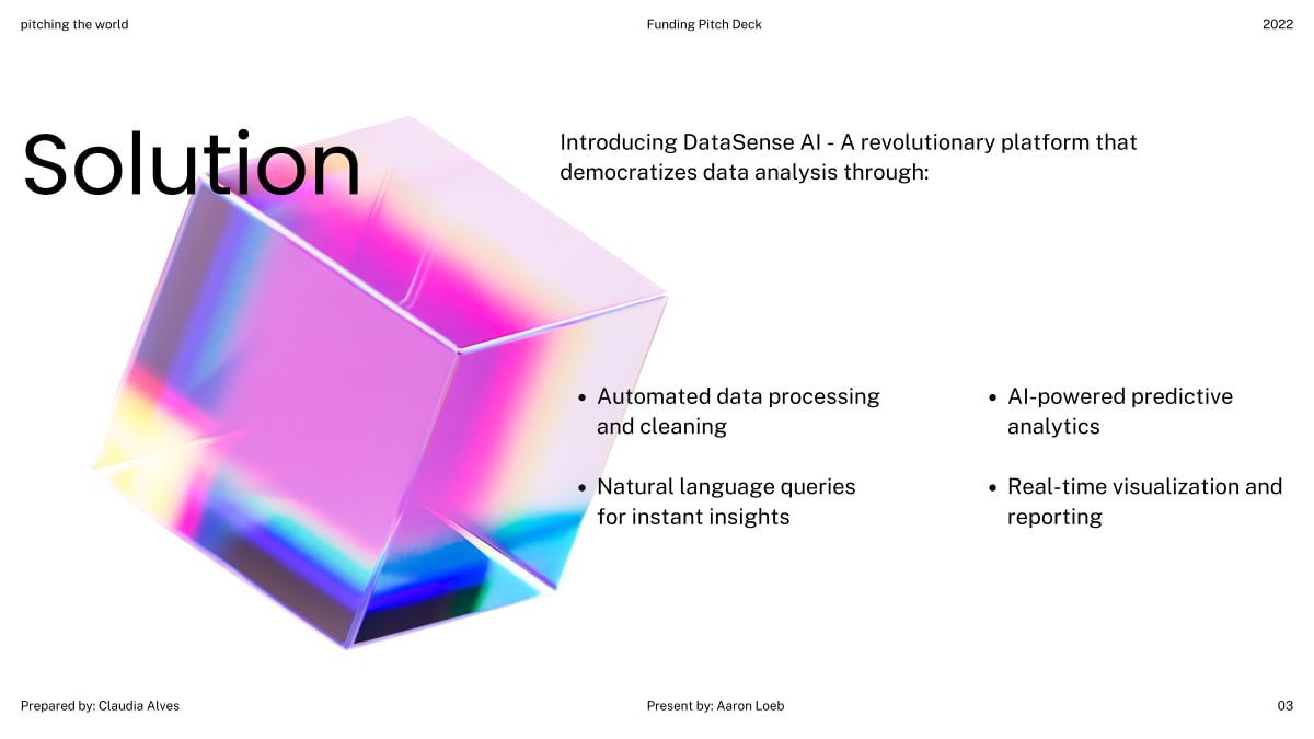 Hero image of the DataSense AI platform slide