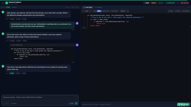 A full AI technical mock interview - setup to verdict