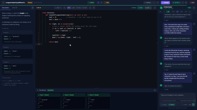A full AI DSA mock interview - setup to feedback