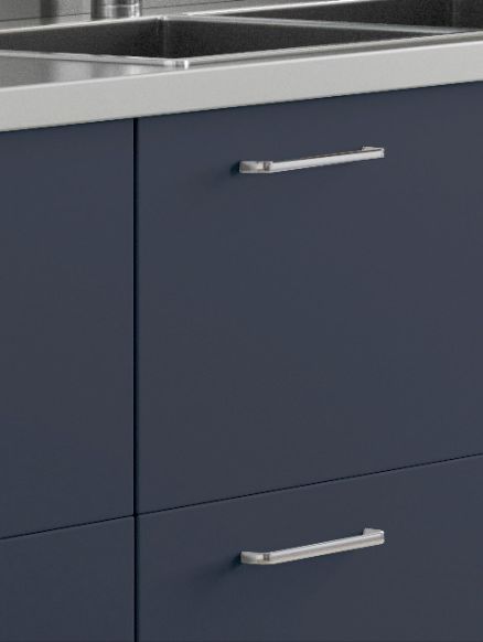 Close up of Premier Duleek kitchen doors in Plain Indigo