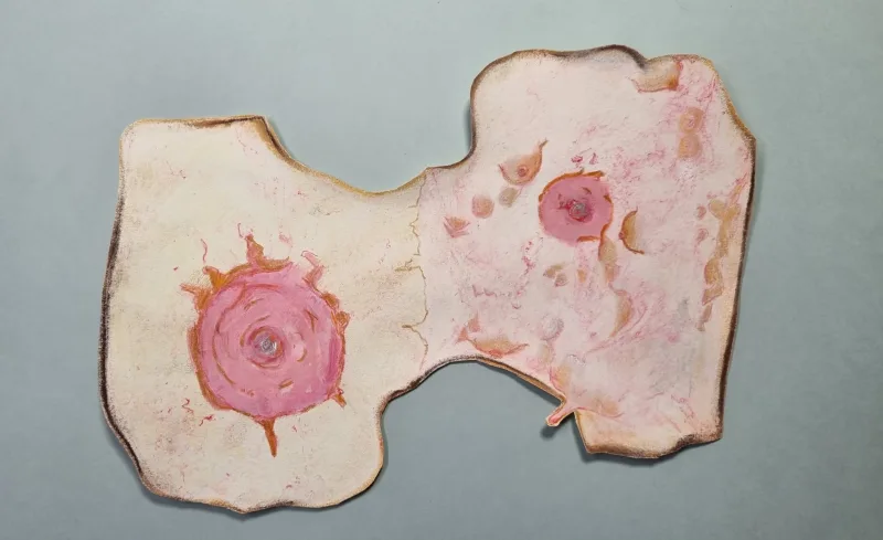 Abstract mixed media kunstwerk Verdwaald ei