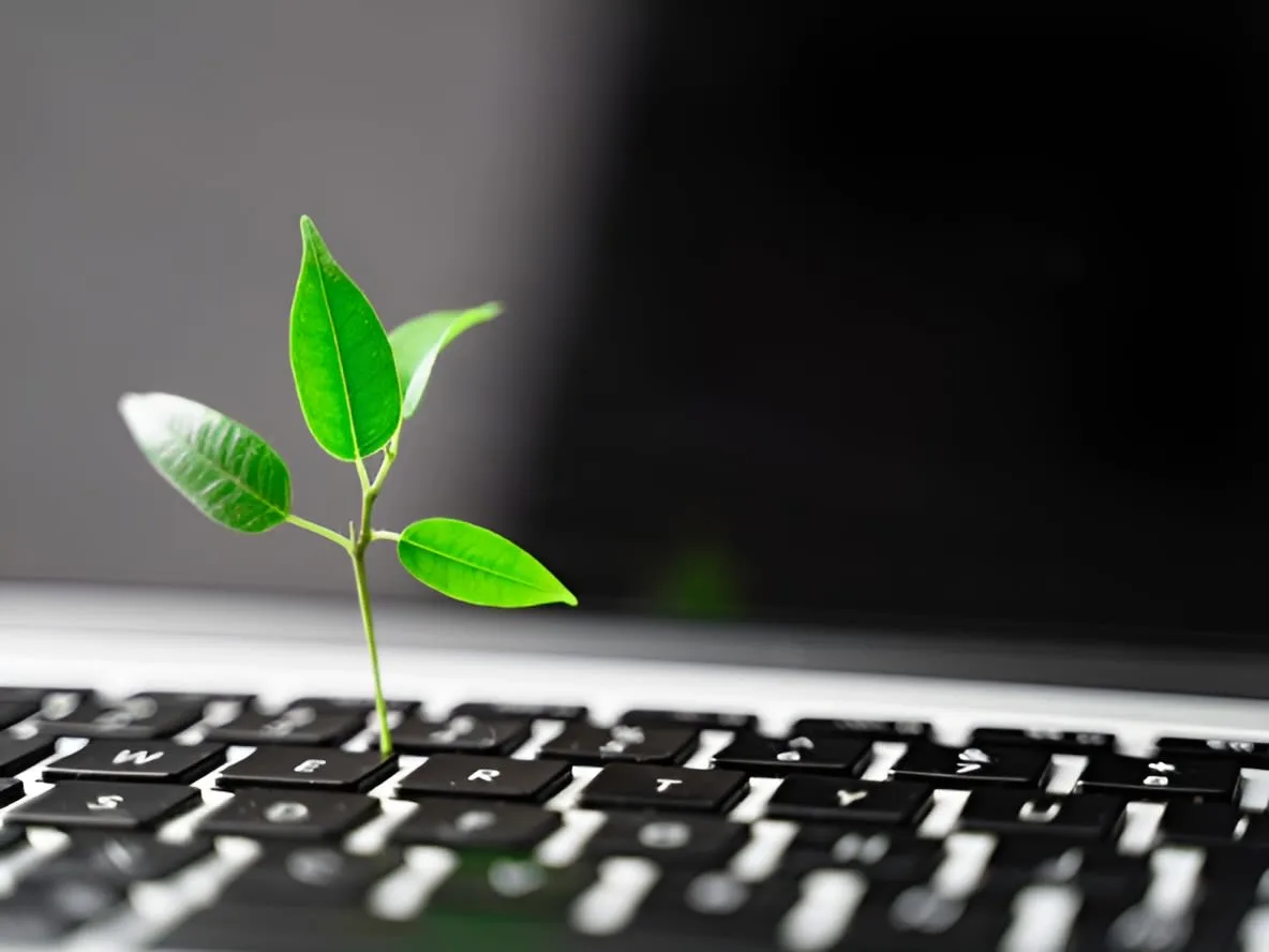 Collega's denken samen na over duurzaam IT-gebruik in een moderne kantooromgeving