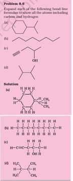 An example of converting a bond-line structure into an expanded structure with carbon and hydrogen atoms shown.