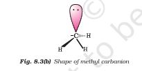 Methyl carbanion with a trigonal-pyramidal shape and a lone pair.
