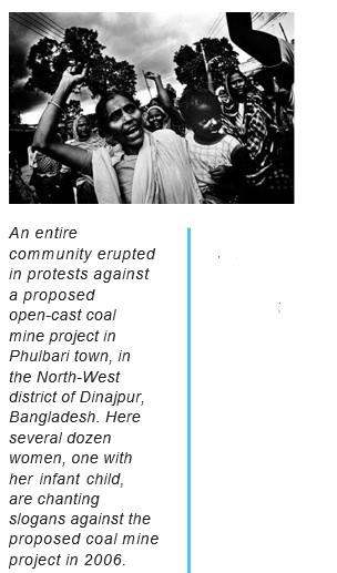 Community members protest a proposed open-cast coal mine in Bangladesh.