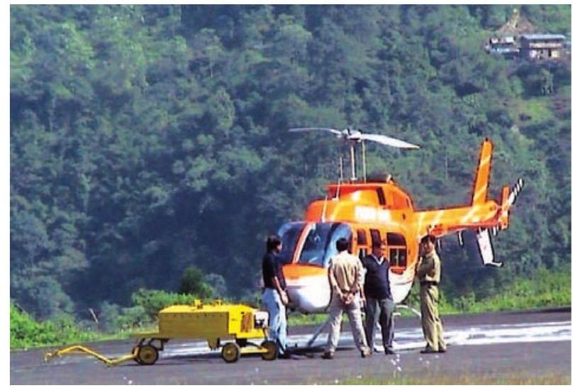 Helicopter on landing pad