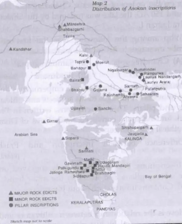 Distribution of Asokan Inscriptions map