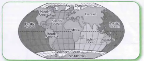 World map showing continents and oceans