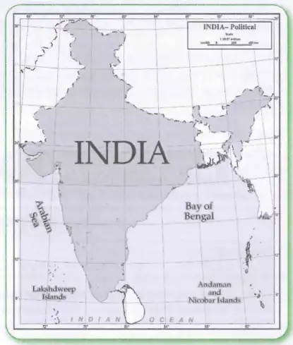 Political map of India showing islands and water bodies