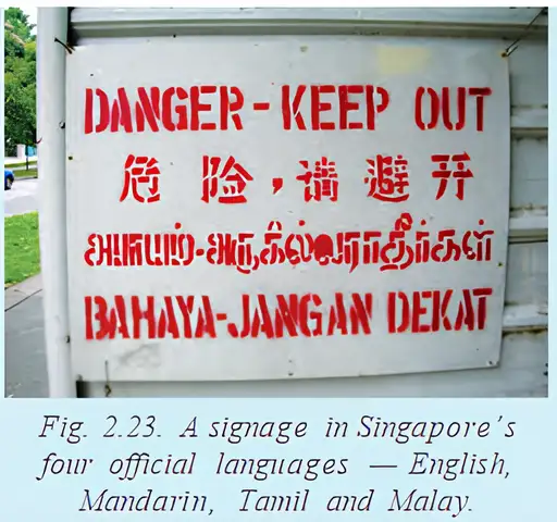 Multilingual warning sign in Singapore
