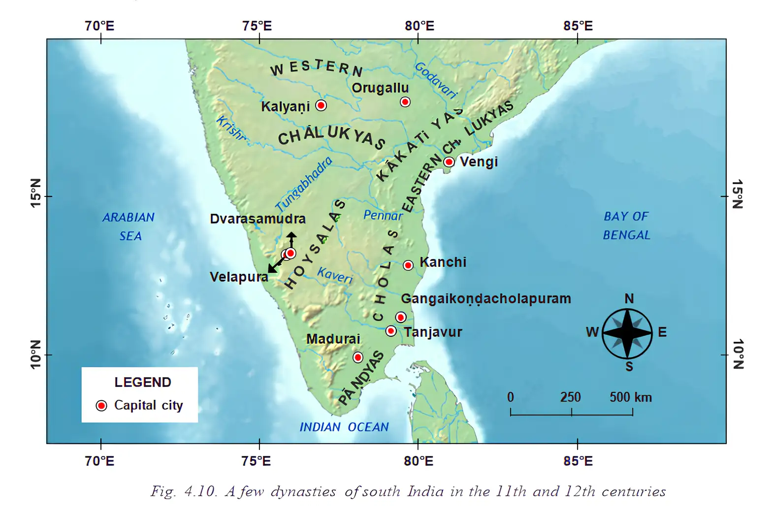 South Indian Dynasties Map Map of South Indian Dynasties