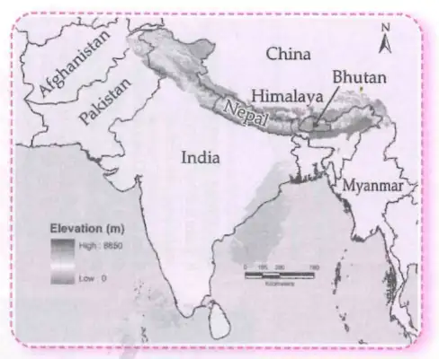 Map of Himalayan Mountain Range