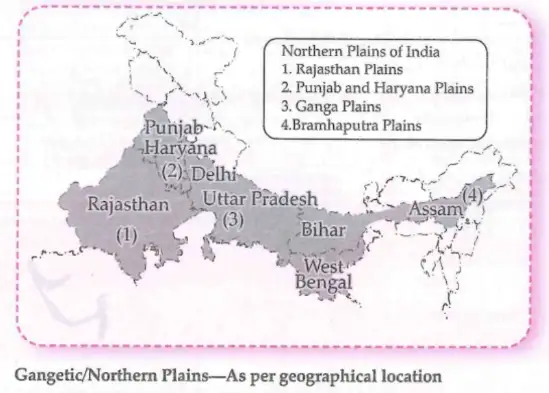 Map of Northern India Plains