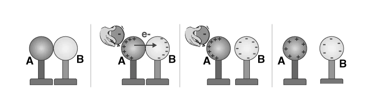 Demonstration of charging by induction with negatively charged object